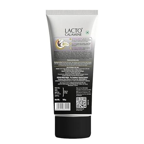 Lacto Calamine 3-in-1 Charcoal Face Scrub-Mask-Wash